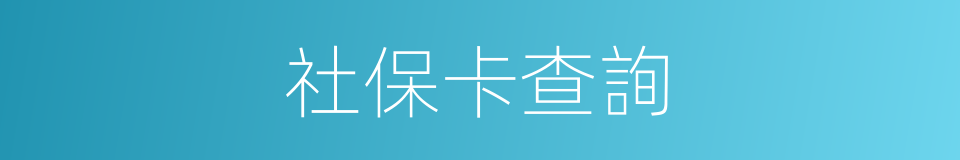 社保卡查詢的同義詞