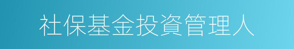 社保基金投資管理人的同義詞