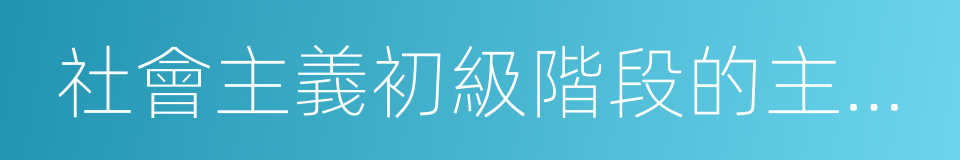 社會主義初級階段的主要矛盾的同義詞