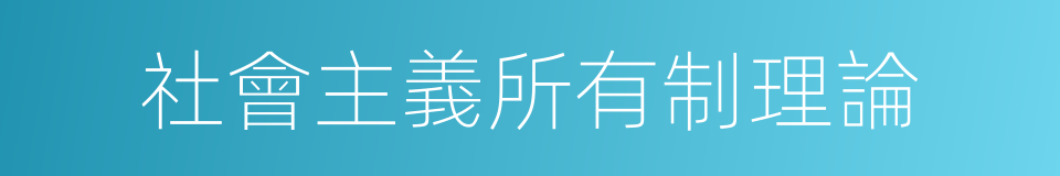 社會主義所有制理論的同義詞