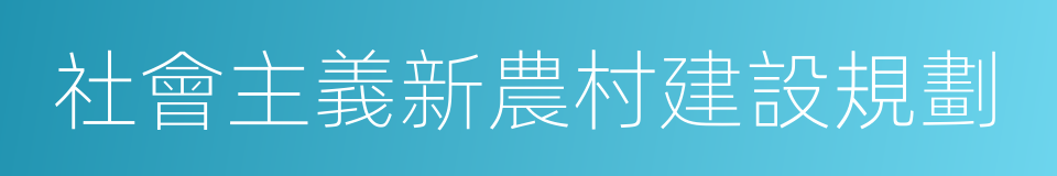 社會主義新農村建設規劃的同義詞