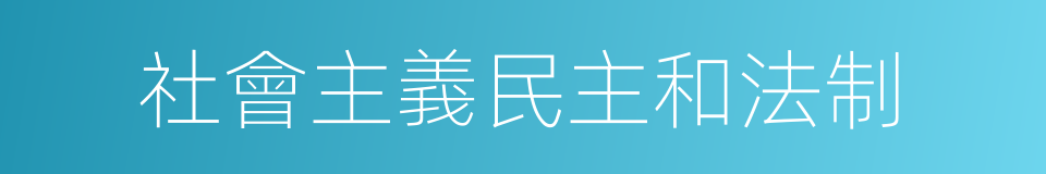 社會主義民主和法制的同義詞