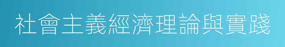 社會主義經濟理論與實踐的同義詞