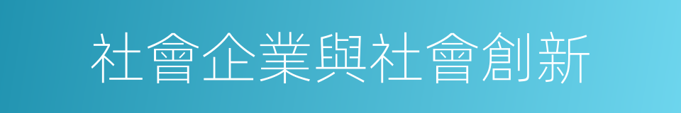 社會企業與社會創新的同義詞