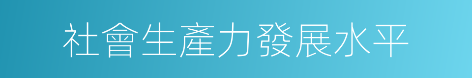 社會生產力發展水平的同義詞