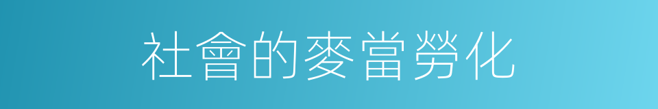 社會的麥當勞化的同義詞