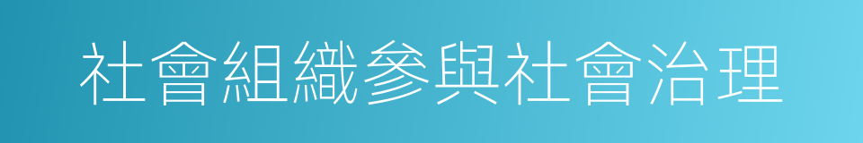 社會組織參與社會治理的同義詞