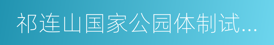 祁连山国家公园体制试点方案的同义词