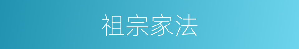 祖宗家法的意思