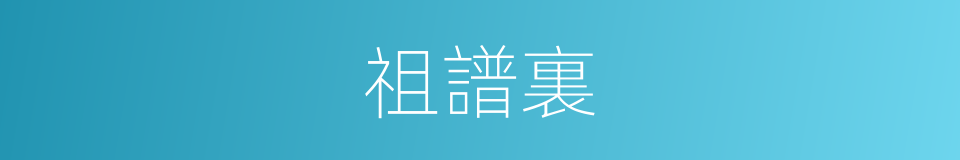 祖譜裏的同義詞