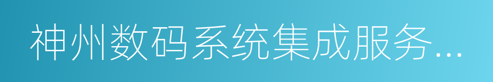 神州数码系统集成服务有限公司的意思