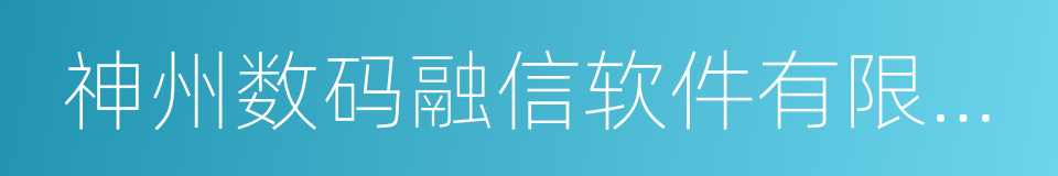 神州数码融信软件有限公司的意思