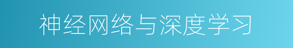 神经网络与深度学习的同义词