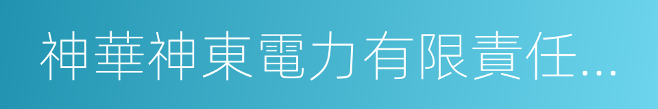 神華神東電力有限責任公司的意思