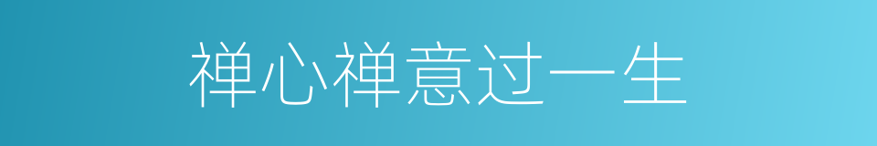 禅心禅意过一生的同义词