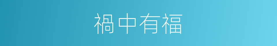禍中有福的同義詞
