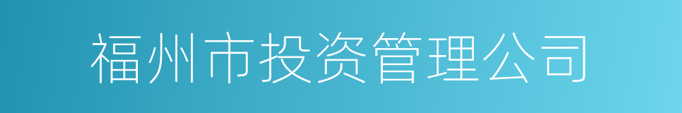 福州市投资管理公司的同义词