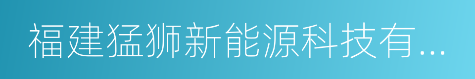 福建猛狮新能源科技有限公司的同义词