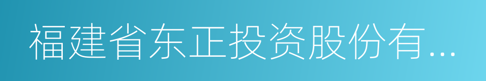 福建省东正投资股份有限公司的同义词