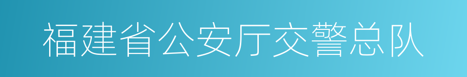 福建省公安厅交警总队的同义词