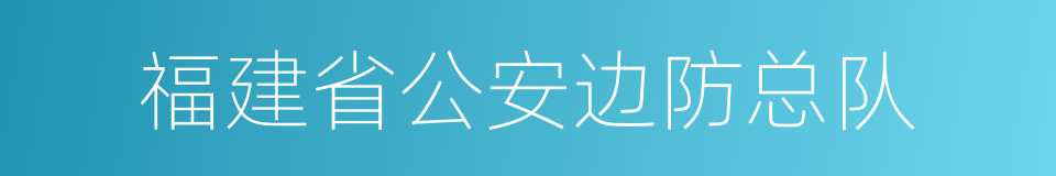 福建省公安边防总队的同义词