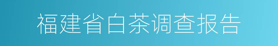 福建省白茶调查报告的同义词