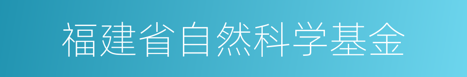 福建省自然科学基金的同义词