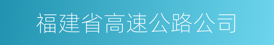 福建省高速公路公司的同义词