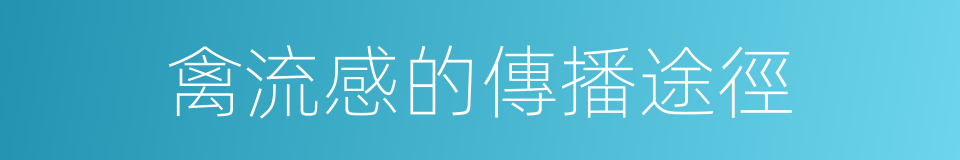 禽流感的傳播途徑的同義詞
