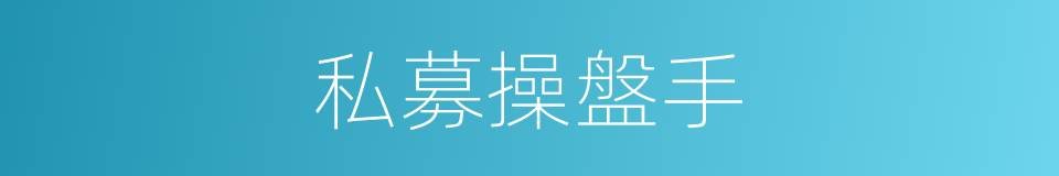 私募操盤手的同義詞