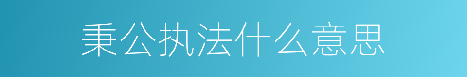 秉公执法什么意思的同义词