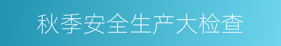 秋季安全生产大检查的同义词