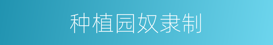 种植园奴隶制的意思