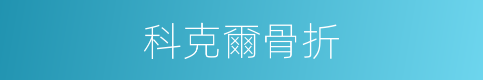科克爾骨折的同義詞