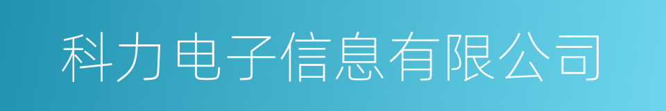 科力电子信息有限公司的同义词