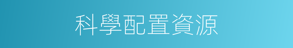 科學配置資源的同義詞