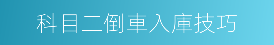 科目二倒車入庫技巧的同義詞