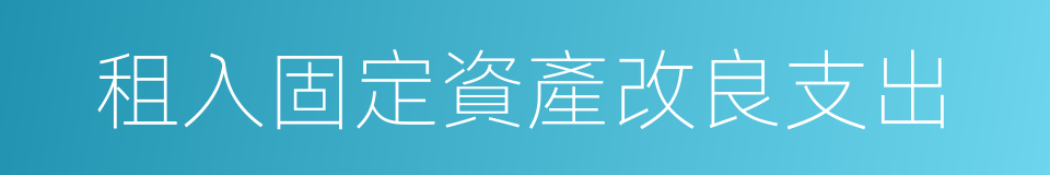 租入固定資產改良支出的同義詞