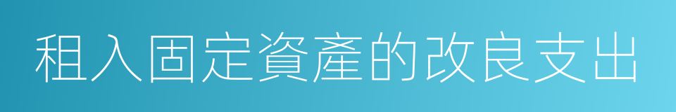 租入固定資產的改良支出的同義詞