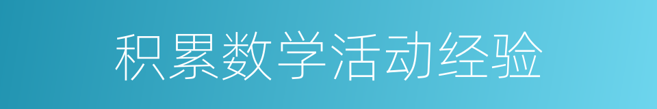 积累数学活动经验的同义词