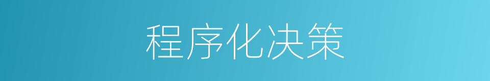 程序化决策的同义词