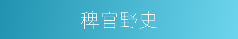 稗官野史的意思