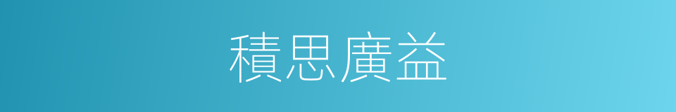 積思廣益的意思