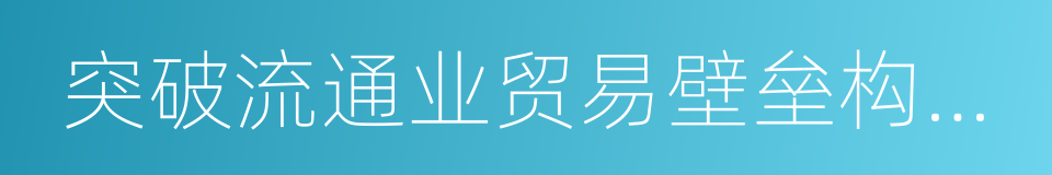 突破流通业贸易壁垒构建一带一路新渠道的同义词