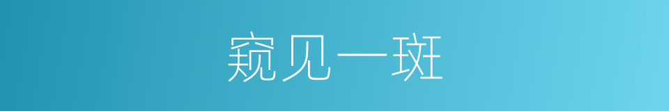 窥见一斑的意思