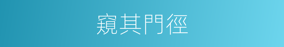 窺其門徑的意思