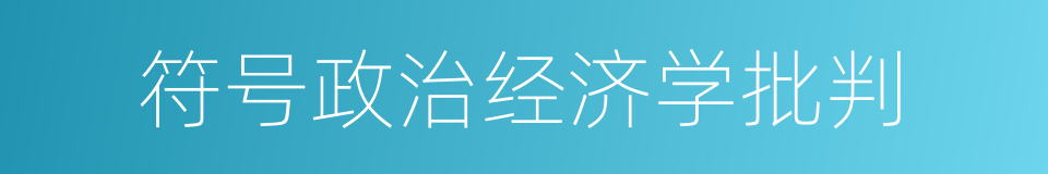 符号政治经济学批判的同义词