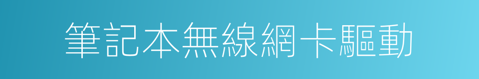 筆記本無線網卡驅動的同義詞