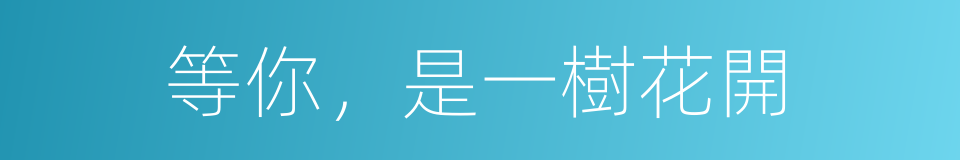 等你，是一樹花開的同義詞