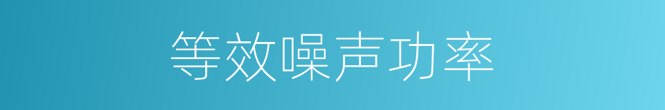 等效噪声功率的同义词